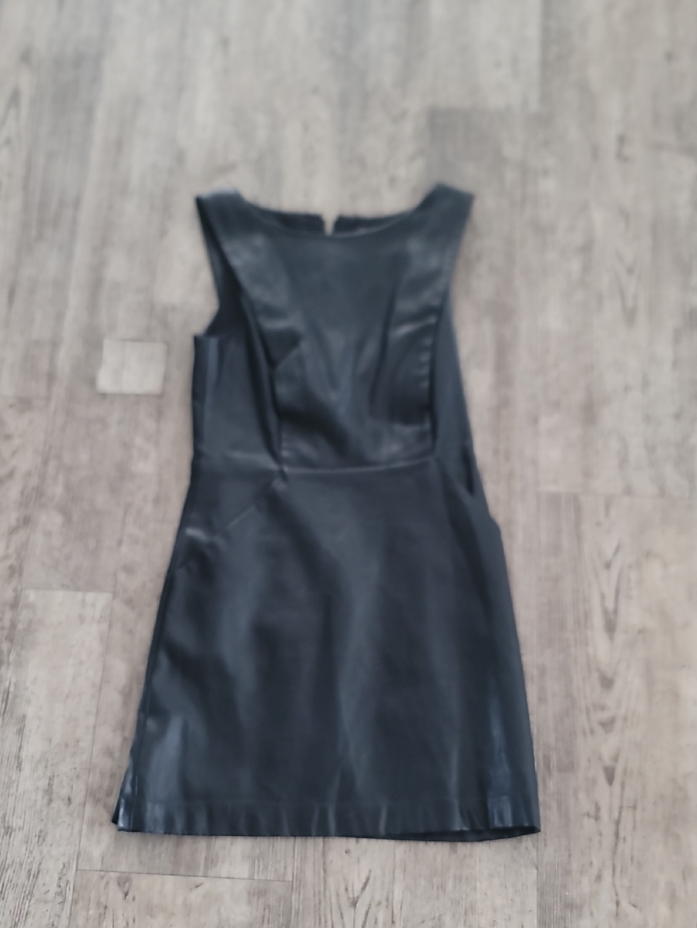 Armani Exchange Sleek Black Faux-Leather Sleeveless Dress